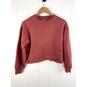 Stradivarius Fall Colored Cropped Crewneck Fleece Sweatshirt Size M